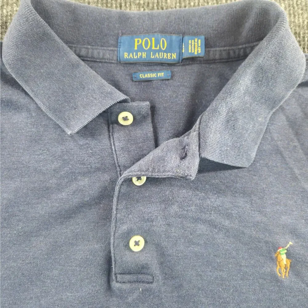 Polo Ralph Lauren Polo Shirt Mens XL Navy Blue Classic Fit Cotton Casual Golf